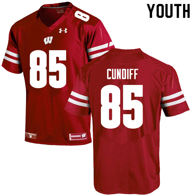 Youth #85 Clay Cundiff Wisconsin Badgers College Football Jerseys Sale-Red - Click Image to Close